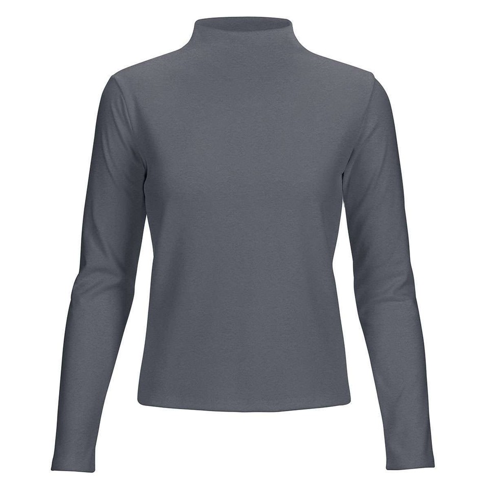 MANGDIUP Women's Mock Turtle Neck T-Shirt – Sleeveless, Slim Fit, Lightweight Rayon/Spandex, Heather Grey