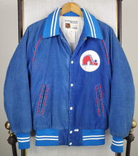 VTG SHAIN x NORDIQUES Mens Sz Small Corduroy Bomber Jacket Insulated Blue NHL