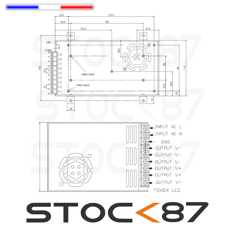 6235# Alimentation à découpage 12V 30A -- power supply strip LED - 360w - Photo 3/3
