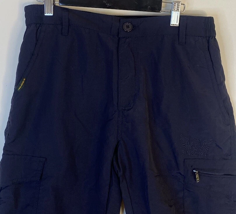 Pantalones JEEP Since 1941 Grandes Azul Marino Ligeros Carga Nylon Cintura Elástica Logo Jeep Foto 3 de 4