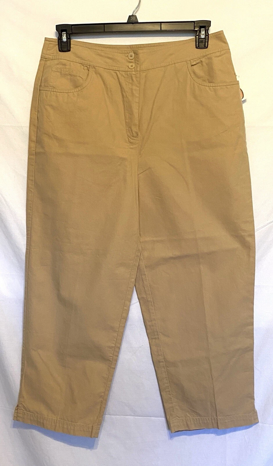 NEW! FASHION BUG Women's Khaki Capri Pants 100% Cotton Size 14.