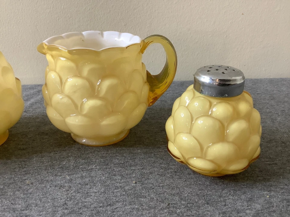 Fenton Jacqueline Miel Amarillo Alcachofa Vidrio Sal y Pimienta Crema Azúcar Cuenco Foto 2 de 4