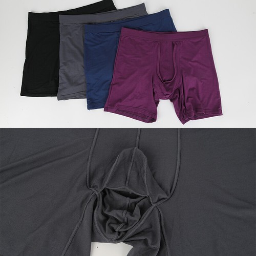 Men Separated Pouch Long Boxer Briefs Comfy Breathable Underwear Plus 6XL Shorts - Picture 11 of 23