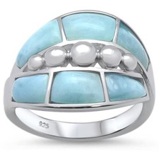 Natural Larimar New Design .925 Sterling Silver Ring