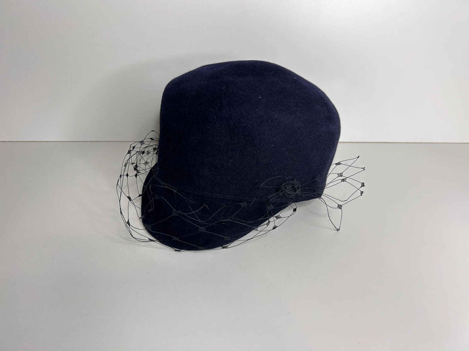 Casquette Christian Dior Arty vintage filet dentelle bleu foncé S