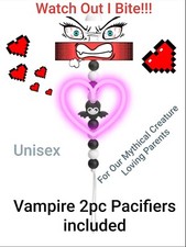 2pc Set Vampire 1pc Pacifier w/1pc Vampire Bat Clamp Unisex boy/girl 