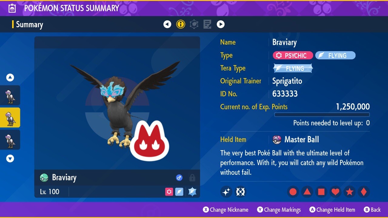 ALPHA SHINY HISUIAN BRAVIARY + ALL MARKS / RIBBONS ️ Pokémon Scarlet
