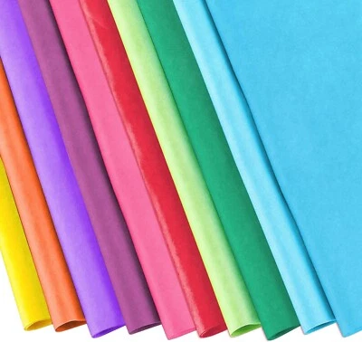 YUNJU 30pk Coloured Tissue Paper Sheets for Wrapping 75cm x 50cm Colour Crepe Paper