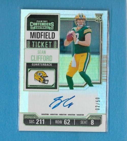 2023 Panini Contenders Midfield Ticket Sean Clifford AUTO Serial/50 Packers #132