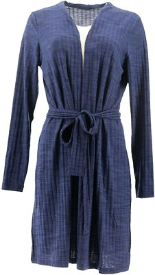 #ad #ad New Lisa Rinna Collection XS Rib Knit Duster Cardigan Tie Royal Blue QVC 2089 $16.80