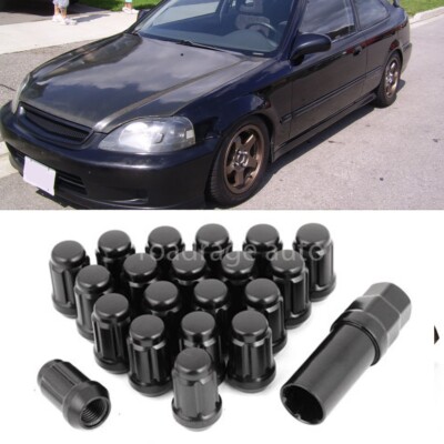 SET OF (20) + KEY 12X1.5 BLACK SPLINE Wheel Rim Tuner Lock Lug Nut Bolt AP5655