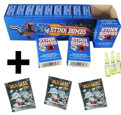 LOFTUS INTERNATIONAL 1 CASE OF 36 STINK VIALS + 3 FART SACK BAGS ~ COMBO SET