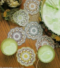 PASTEL LACE COASTERS HOME DECOR DIGEST SIZE CROCHET PATTERN INSTRUCTIONS 