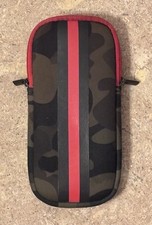 Haute Shore Sunglasses Case Green Camo Red Stripe w/Zip Around Padded Protection