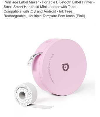 Peripage L1 Plus Label Printer Portable Bluetooth Rechargeable W/ Tape Pink