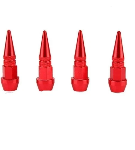 4 tampas de haste de válvula de espiga de alumínio tampa de ar de pneu de roda vermelha - VENDEDOR DOS EUA - Imagem 4 de 4