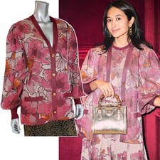 GUCCI SWEATER NOJUM LUREX FLORAL CARDIGAN VOLUMINOUS SLEEVES sz L LARGE