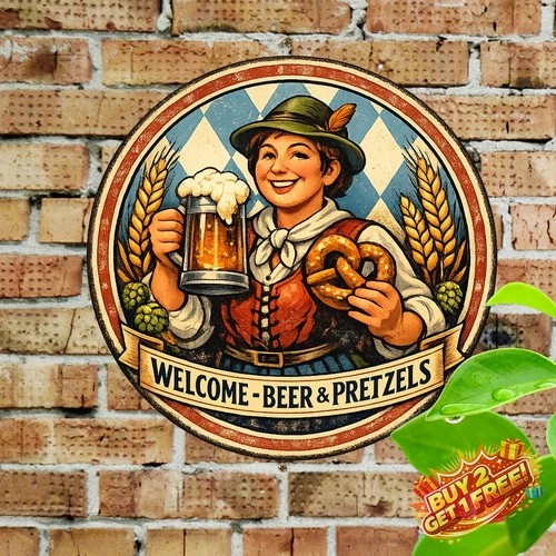 Retro Beer Pub 8x8 Rustic Metal Tin Sign Vintage Wall Art Decor