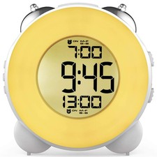 Banne Bon Loud Alarm Clock for Heavy Sleepers Compact, White/Yellow Light 