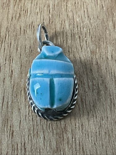 ANCIENT ANTIQUE Egyptian Carved Scarab Pendant Necklace