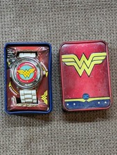 NEW DC Comics ~ Wonder Woman Watch Spinner w/ White Band & Collectible Tin