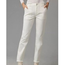 Pilcro for Anthropologie Raw Hem White Straight Leg Utility Pants, Size 29