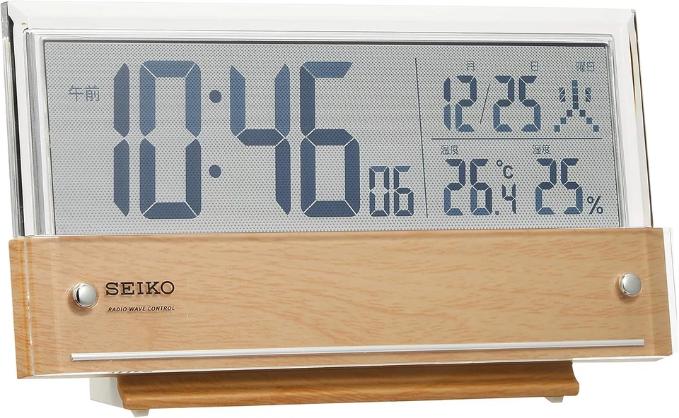 SEIKO Alarm Clock SQ782B Temperature / Humidity See-through LCD Wood Grain Japan - Image 2 of 4