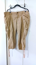 Faded Glory Beige Cargo Capri Cropped Pants Pockets Plus Size 18