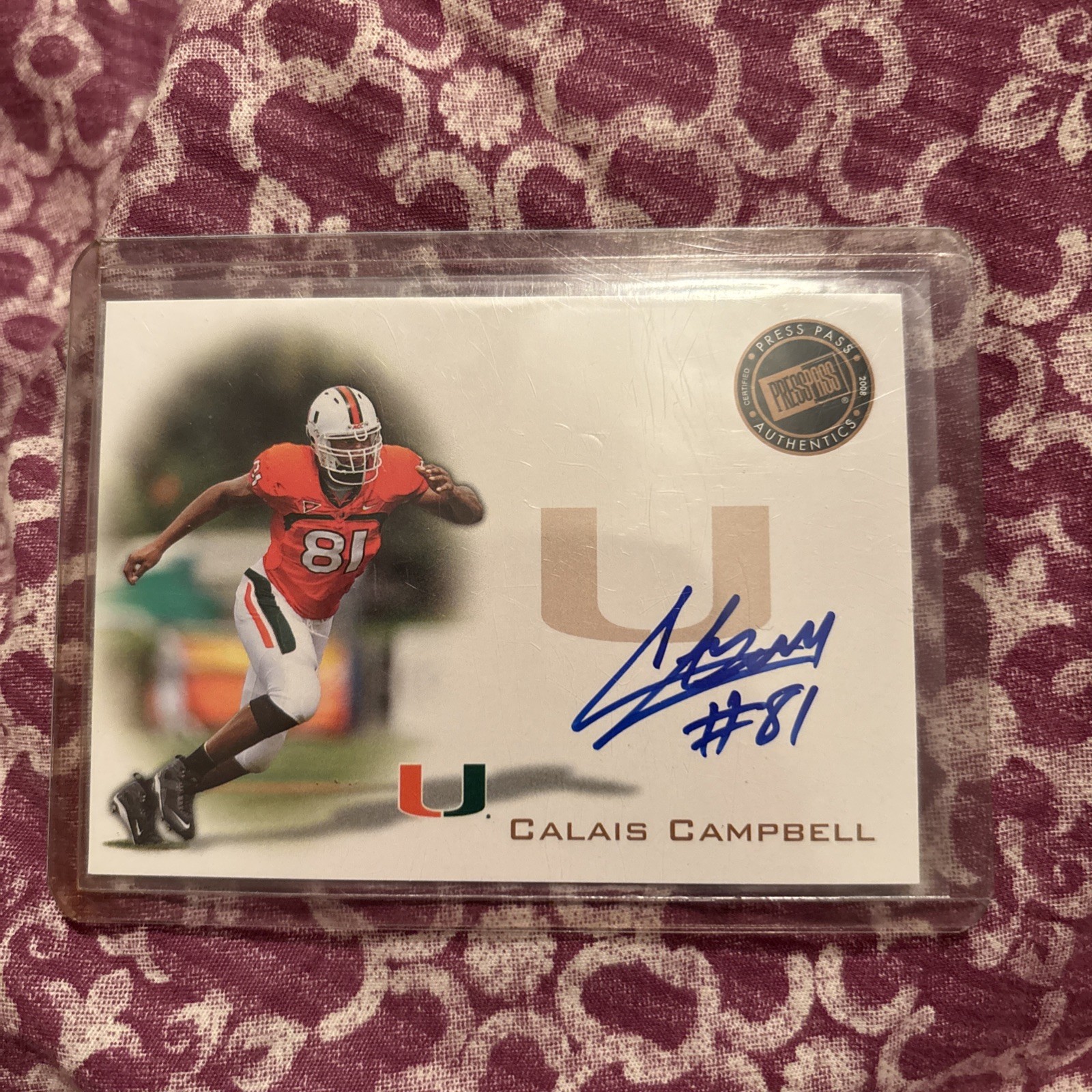 Calais Campbell Press Pass Autographs #PPSCC Bronze