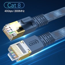 Cat8 Ethernet Cable Braided 6FT-35FT Heavy Duty Super Speed 40Gbps/2000Mhz RJ45
