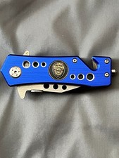Police Blue Fold Pocket Knife Spring Assist Shield Speedster Model NEW 