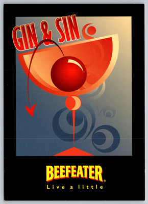 c1990s Beefeater Gin Sin Cocktail Max Racks Advertising Postcard