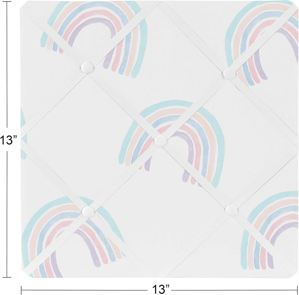 Pastel Rainbow Fabric Memo Board Wall Mount Photo Bulletin Square Decor - Image 4 of 4