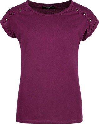 RED by EMP Damen lila T-Shirt mit Nieten auf der Schulter