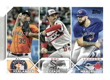 2023 Topps #311 AL ERA Leaders (Justin Verlander / Dylan Cease / Alek Manoah)