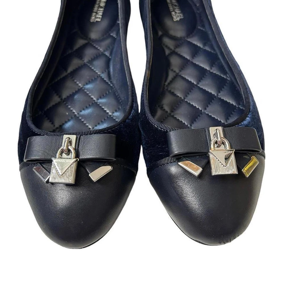 Michael Kors l Alice Ballet Azul Terciopelo Pisos 10 Foto 3 de 4