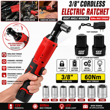 Electric Cordless Ratchet 38 Right Angle Wrench Impact Power Tool 2 Battery Electric Cordless Ratchet 38 Right Angle Wrench Impact Power Tool 2 Battery