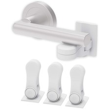 Child Proof Door Lever Lock - Door Handle Lock - 3M Adhesive - Minimalist Des...