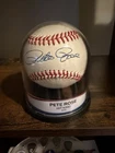 Pete Rose signed baseball plus UV Holder with Nameplate
