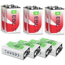 EBL 600mAh 9V Li-ion Rechargeable Batteries / 280mAh NiMH 9Volt Battery Lot