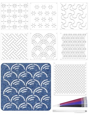 Sashiko Stencils Plastic Sashiko Template Pattern Geometric Embroidery Stabil...
