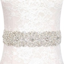 Wedding Belt Rhinestone Belt Bridal Wedding Dress Sash Trim Rhinestone Appliq...