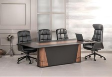 Zestaw konferencyjny Spotkanie 4x Krzesła Stół Luksusowe meble biurowe Nowoczesne brązowe stoły