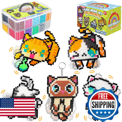 FUNZBO 15000 5mm Fuse Beads Kit - 18 Colors Fuse Beads Set with 5 Cat Patterns,