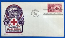 1948 Clara Barton FDC #967 Oxford MA Cachetcraft L.W. Staehle Unaddressed Red C