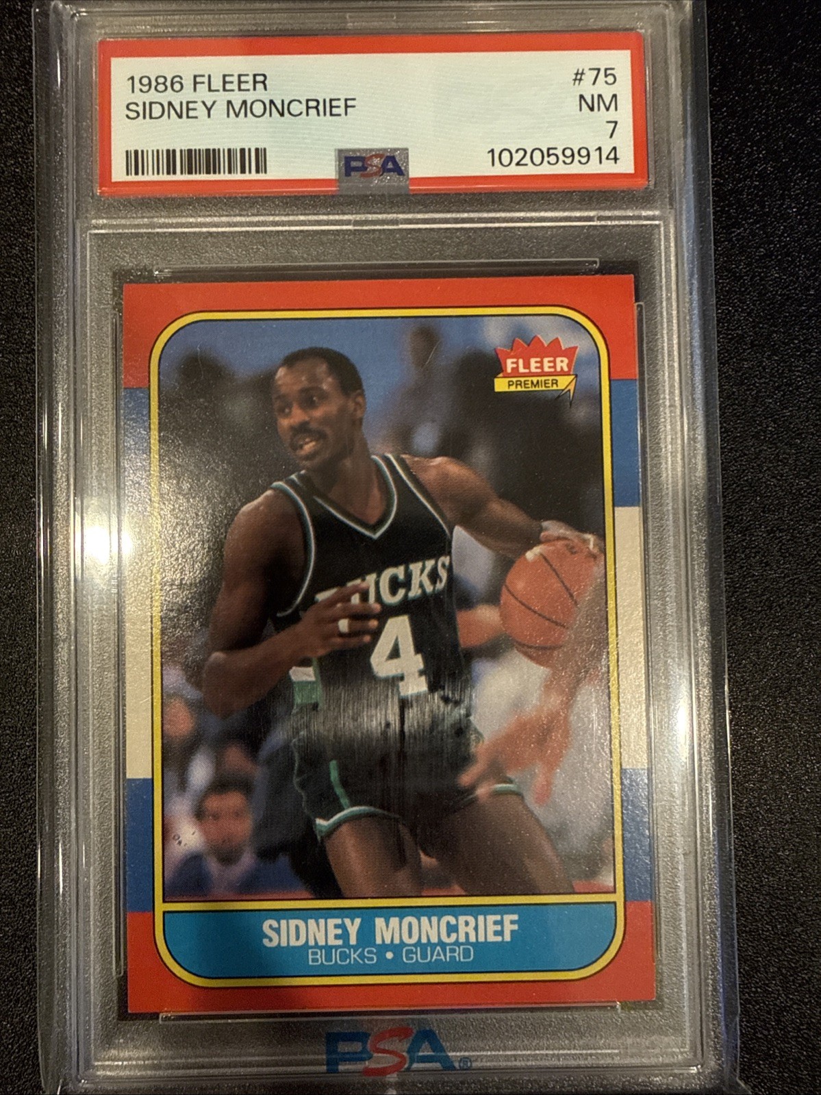 1986 FLEER #75 SIDNEY MONCRIEF PSA 7