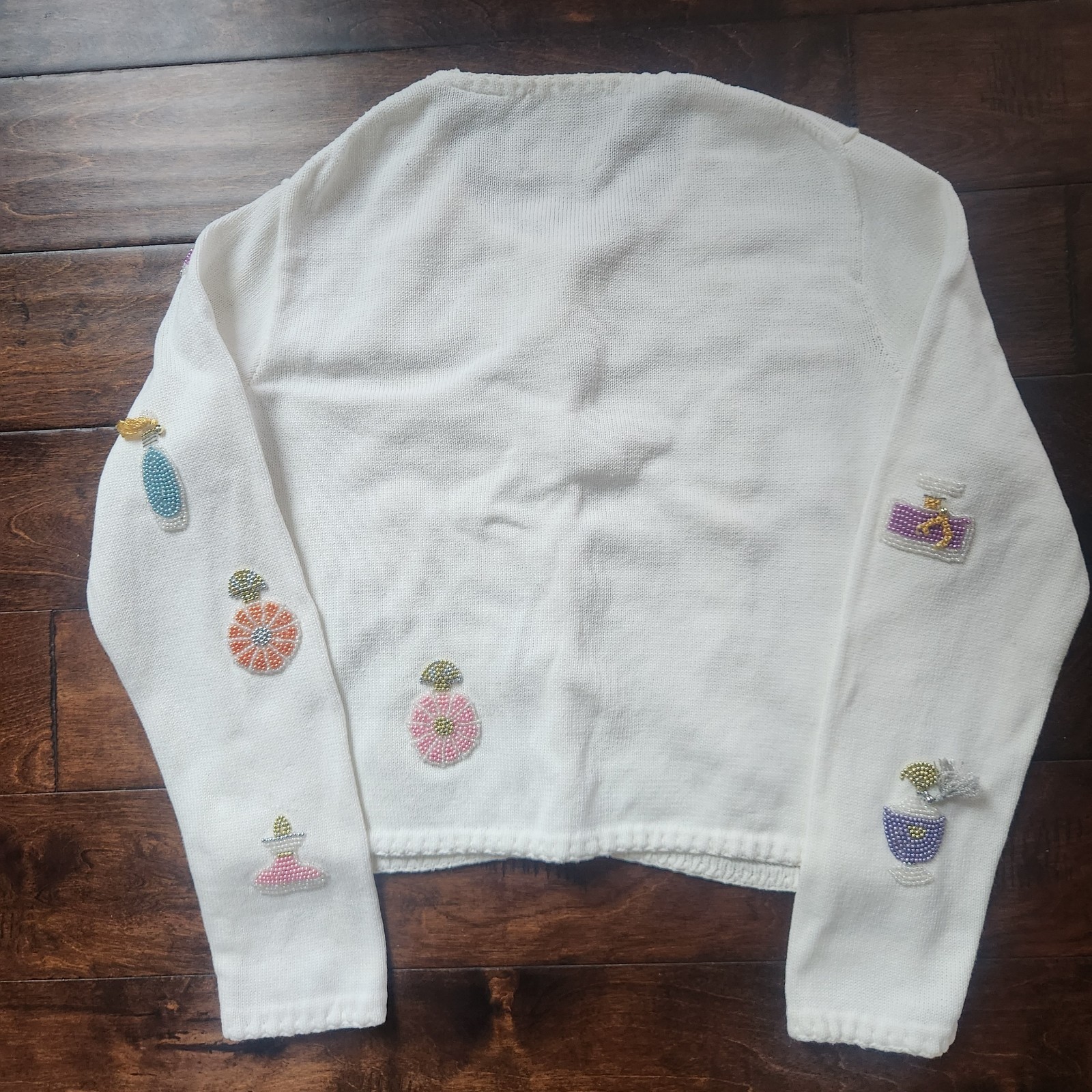 Vintage Michael Simon  Perfume Bottle Cardigan Women Large, Beaded