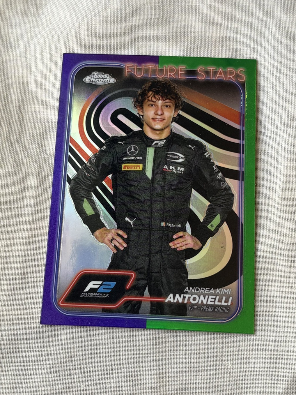 Kimi Antonelli 2024 Topps Chrome Formula 1 F1 Purple / Green Refractor RC #22