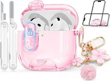Clear Case for Airpods 4 Case Cover with Safety Lock,Soft TPU Cover with Phone S