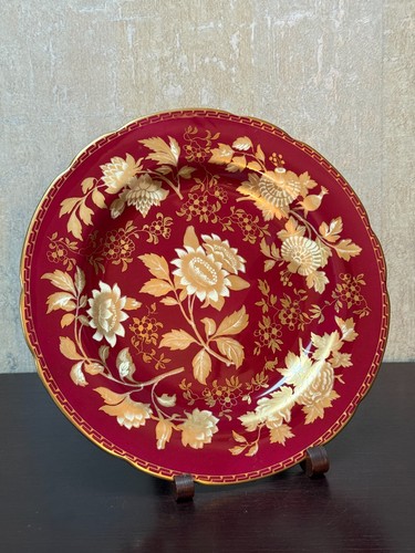 Wedgwood Bone China 11" Teller rot & gold floral vergoldet England - Bild 4 von 6